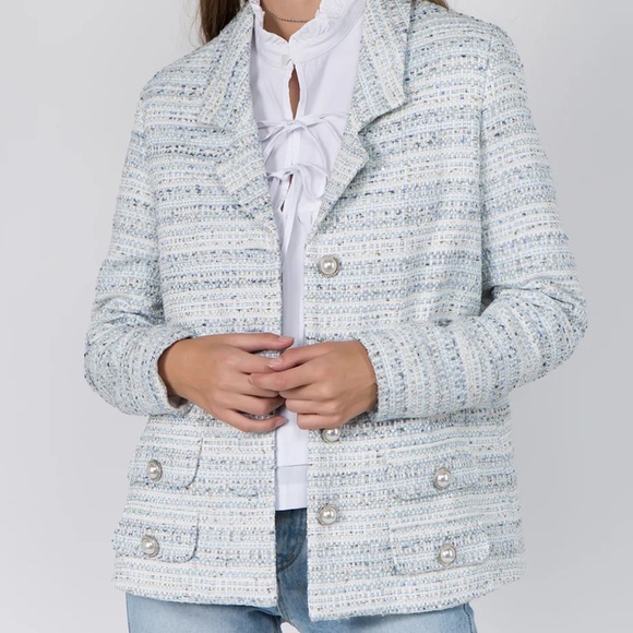 Tweed Pearl Button Blazer - Picture 2 of 6